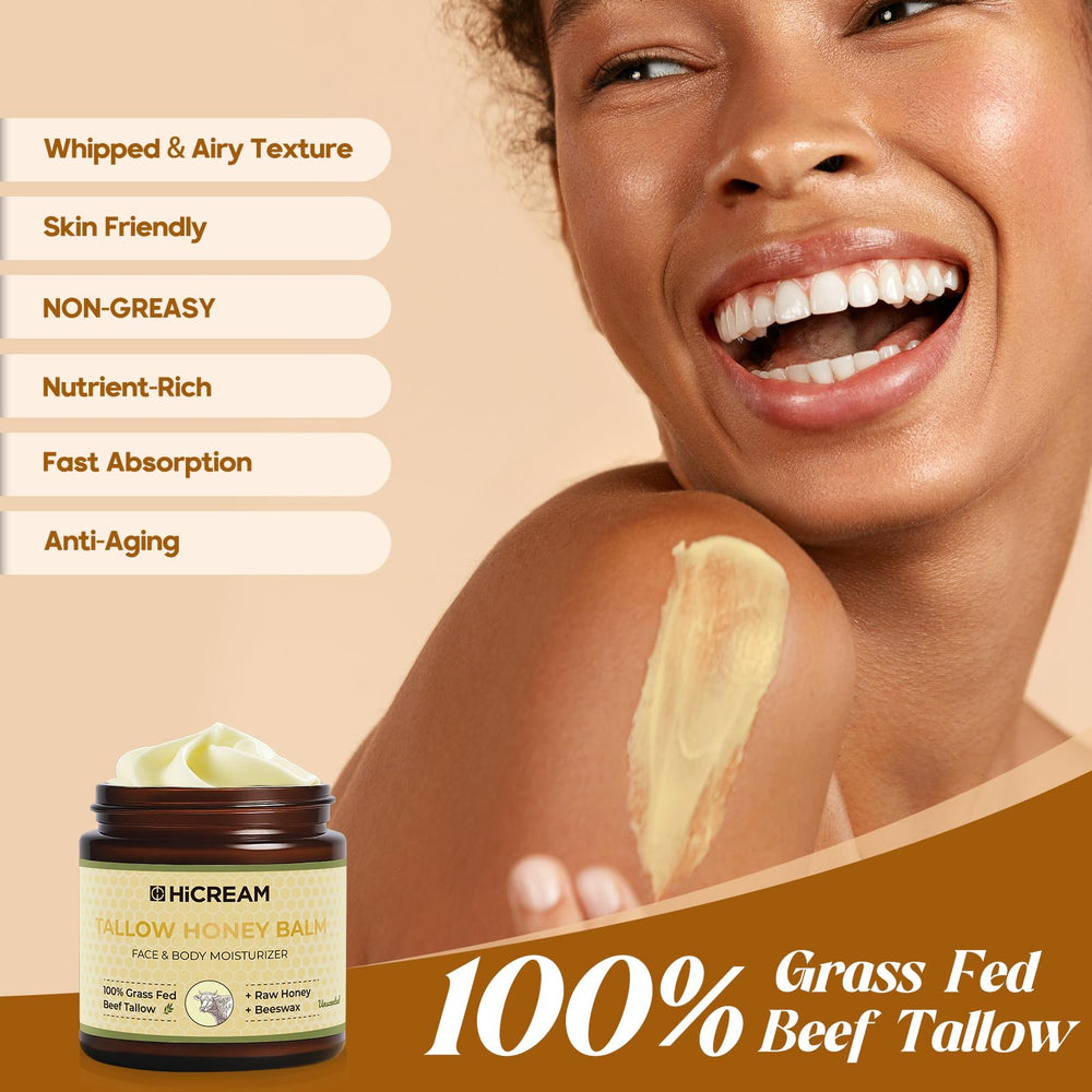 Hicream balm massaged on face for daily hydration and softness.