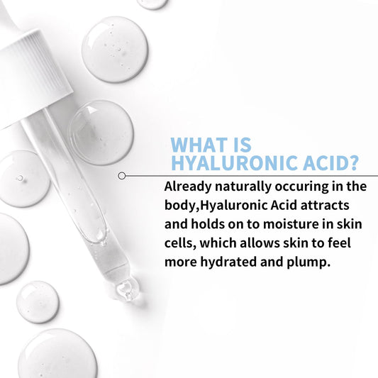 Hicream Hyaluronic Acid Serum dropper releasing formula on skin.