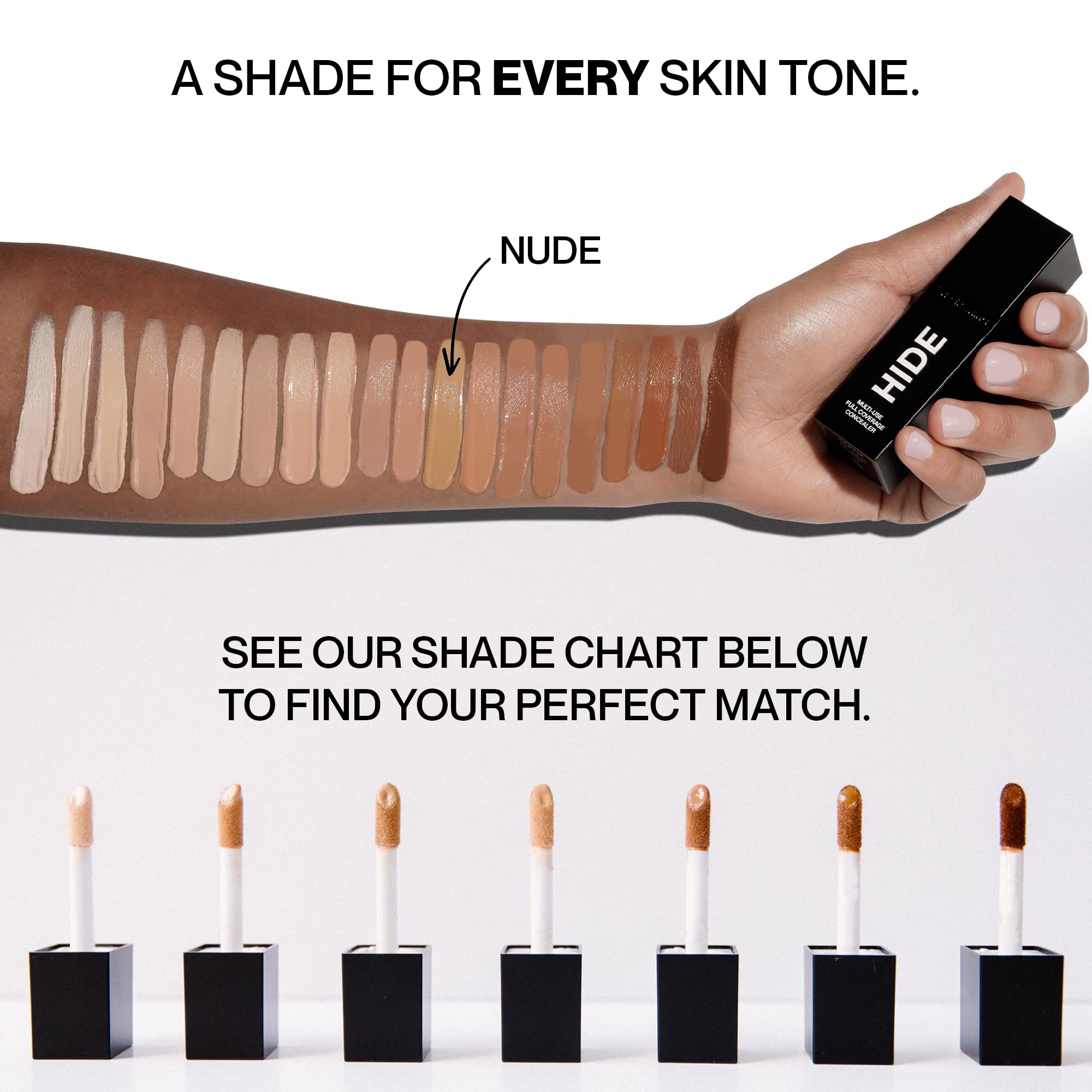 Hide Liquid Concealer covers blemishes with buildable, natural-looking coverage.