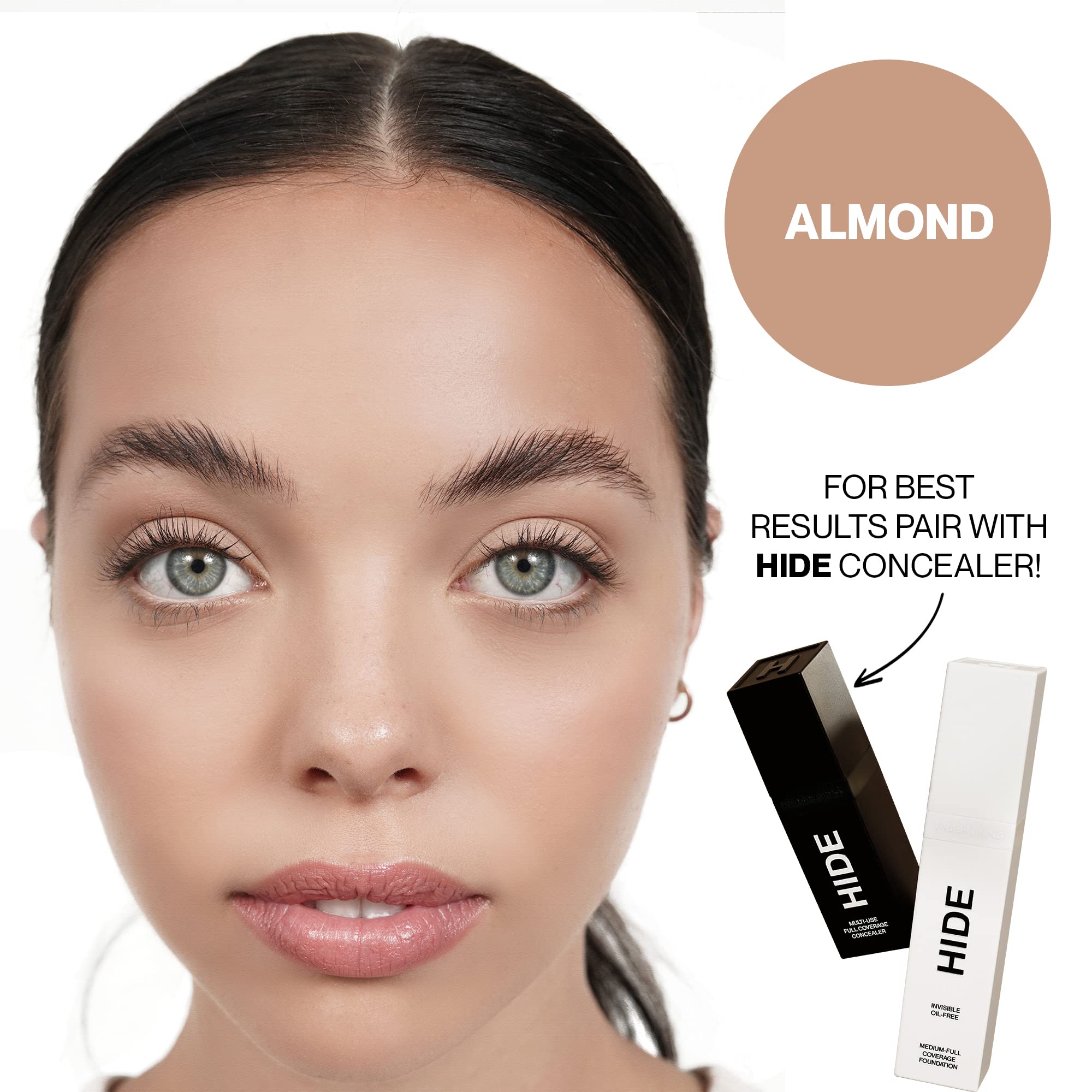 Close-up texture of Hide Premium Foundation highlights smooth, breathable coverage