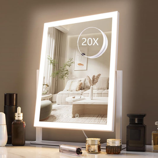 HIEEY lighted makeup mirror with Hollywood vanity lights for precise makeup application.