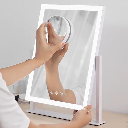 HIEEY mirror showing three color lighting modes for different occasions.
