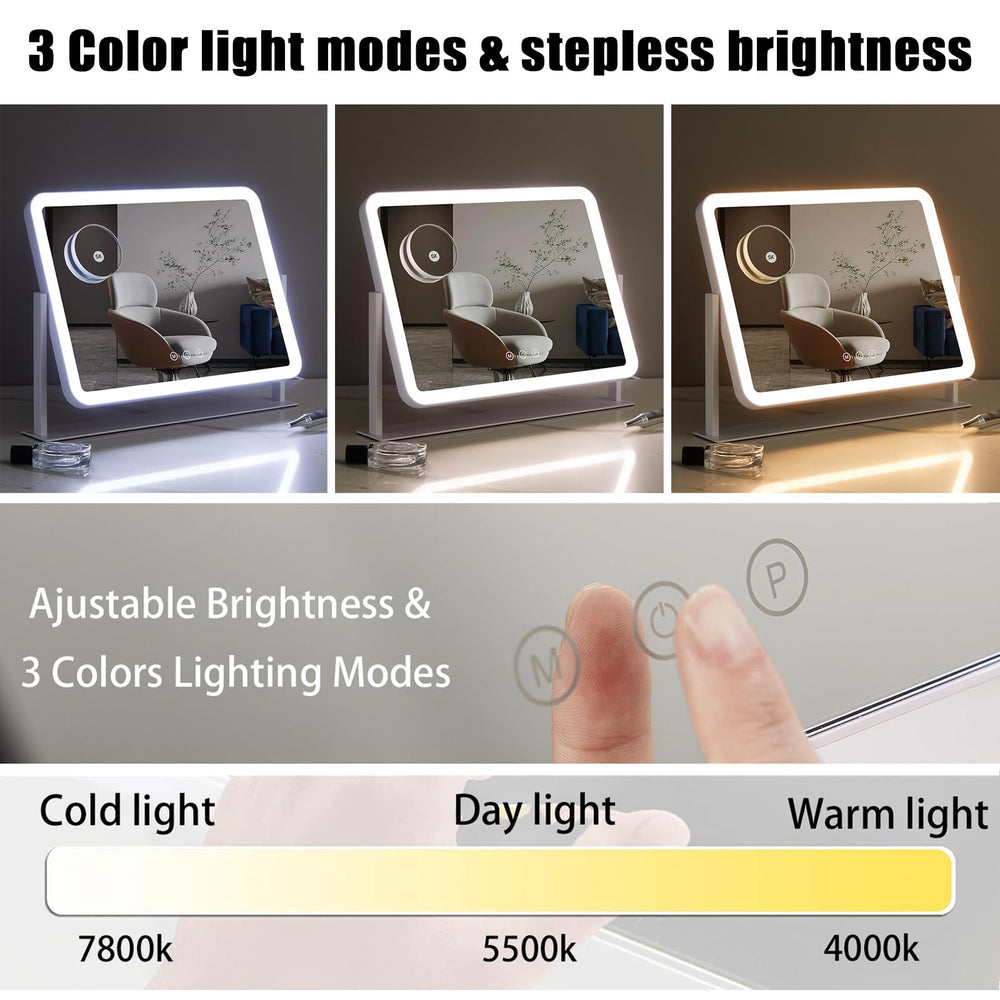 HIEEY vanity mirror color modes enable day, cool, and warm lighting for makeup