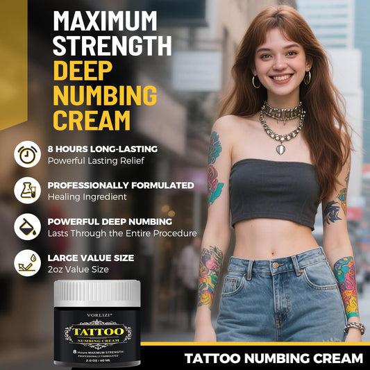 HIEKERS extra-strength tattoo numbing cream jar for extended comfort during procedures.