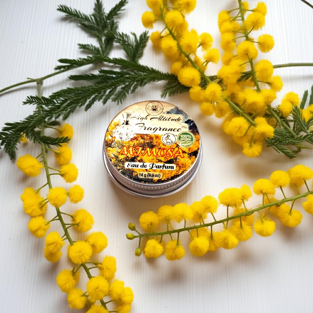 HIGH ALTITUDE ORGANICS Mimosa fragrance notes close-up reveal rich blooms