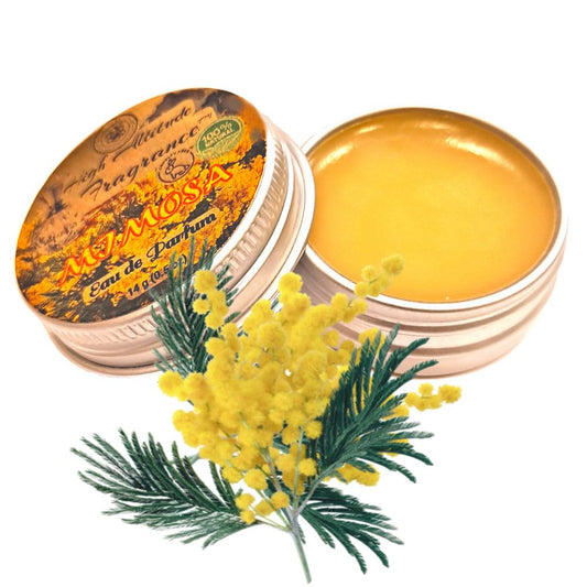 HIGH ALTITUDE ORGANICS Mimosa solid perfume top view for on-the-go scent
