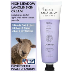 High Meadow Lanolin Skin Cream jar with lavender for soothing moisture