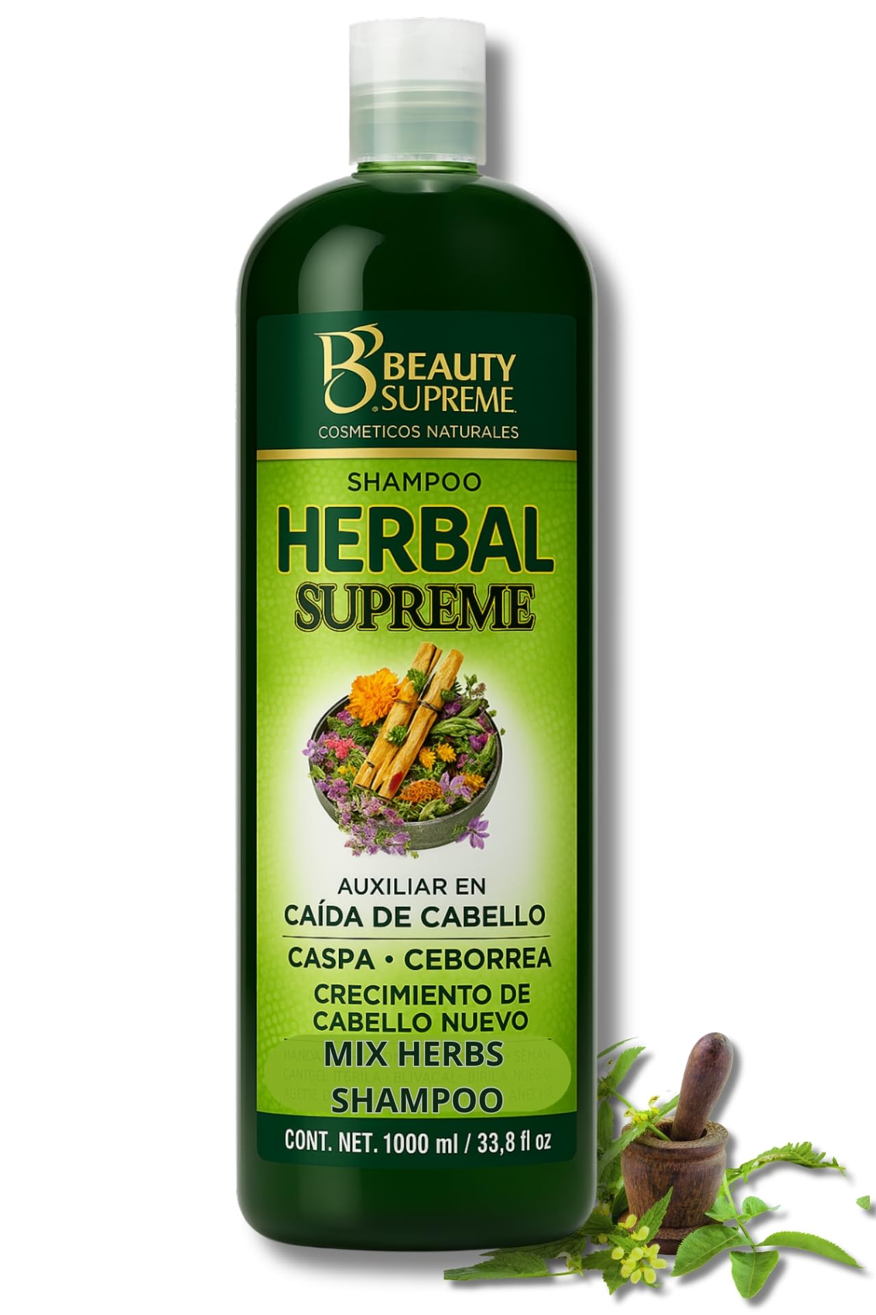 HIGH SUPREME Herbal Shampoo bottle front view for all hair types, gentle daily cleansing.