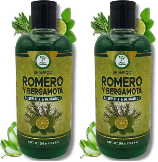 HIGH SUPREME Rosemary Aloe Bergamot shampoo bottle close-up highlights natural shine.
