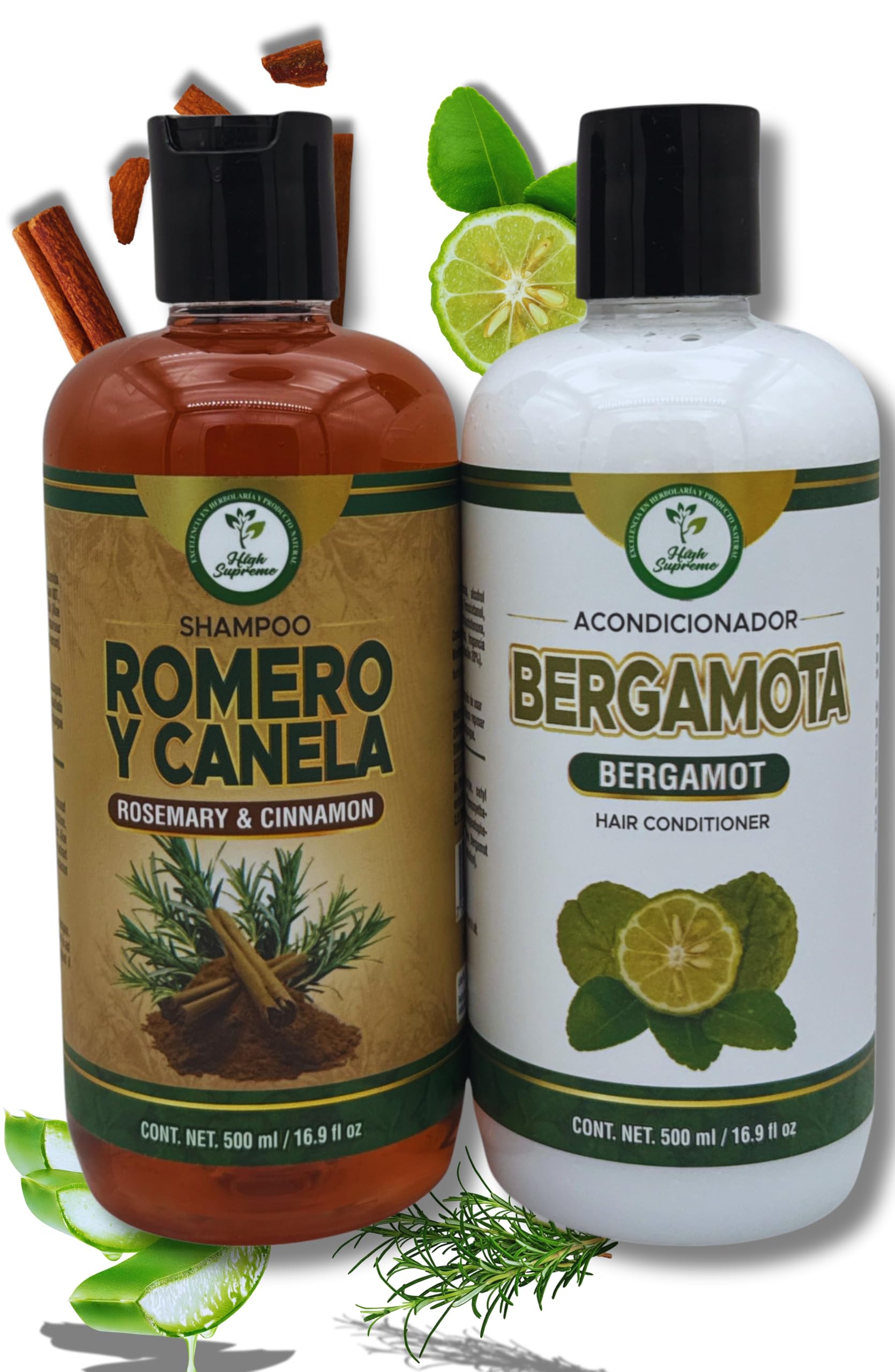 HIGH SUPREME Rosemary-Sabila-Cinnamon Shampoo bottle for scalp balance and freshness.