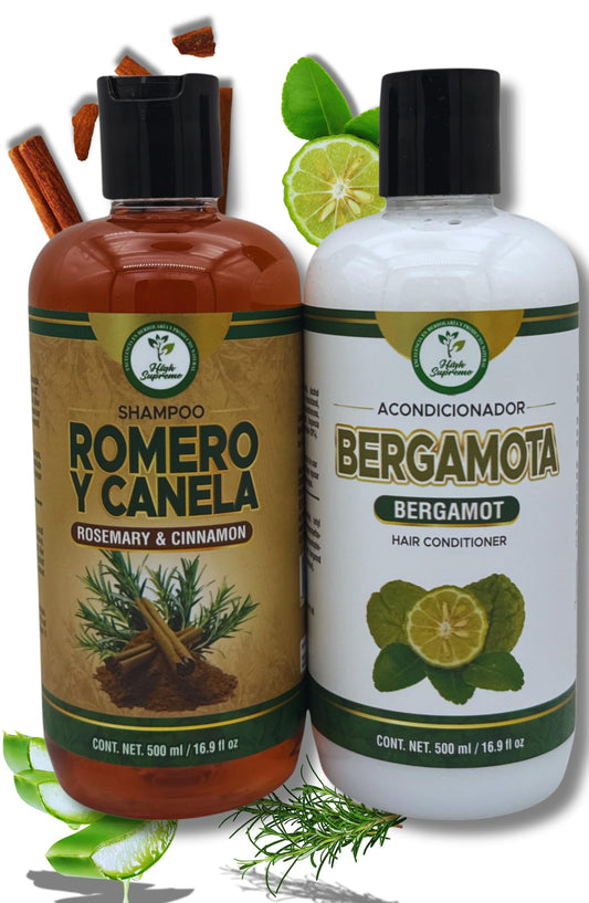 HIGH SUPREME Rosemary-Sabila-Cinnamon Shampoo bottle for scalp balance and freshness.