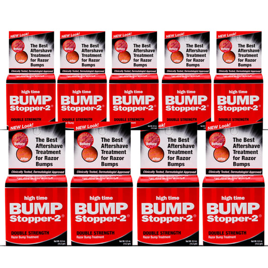High Time Bump Stopper 2 bottle front for easy aftershave use.