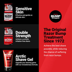 High Time Bump Stopper 2 bottle on bathroom shelf ready for post-shave use