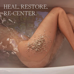 HigherDOSE French green clay visible in bath salts for gentle renewal.