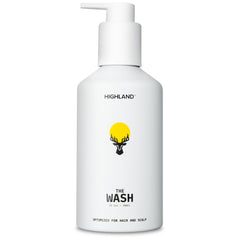 Highland The Wash bottle pour shows controlled dispense for easy daily cleansing.