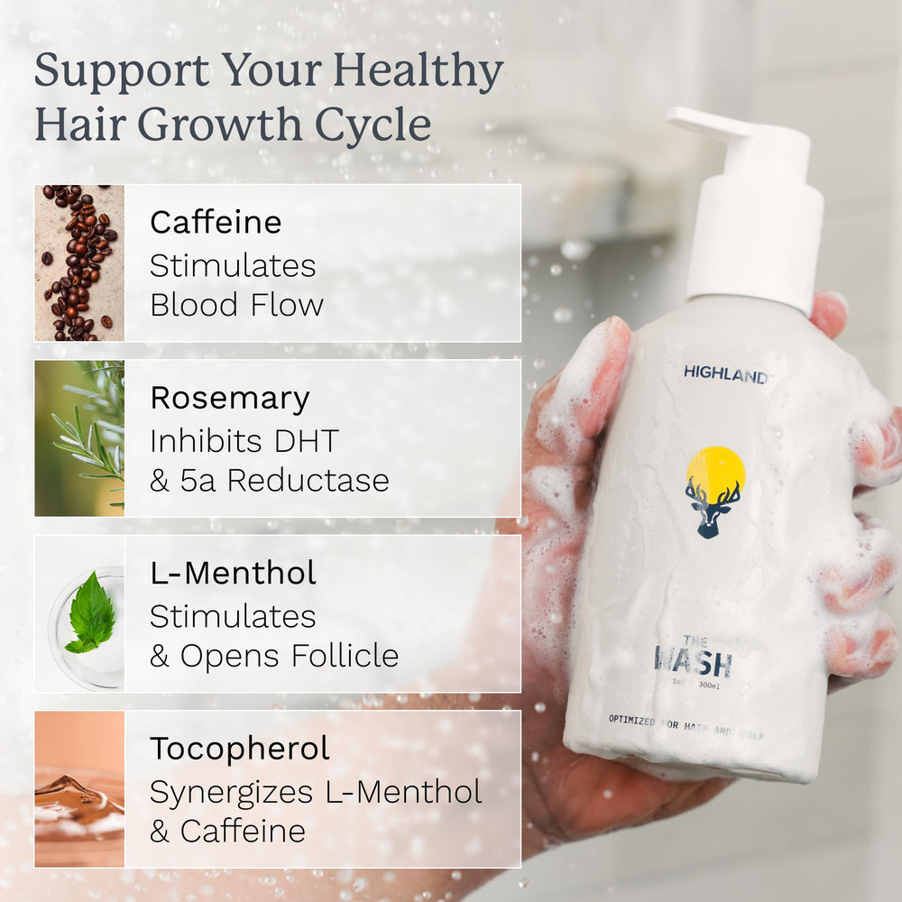 Highland The Wash hair nourishment glow emphasizes hydrated, healthier-looking strands.