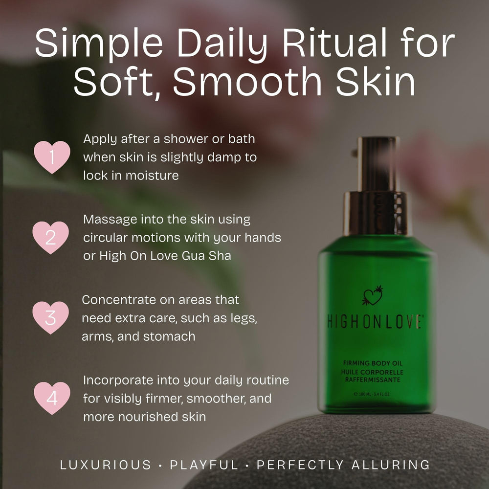 HighOnLove Firming Body Oil thighs-toning for improved appearance of cellulite.