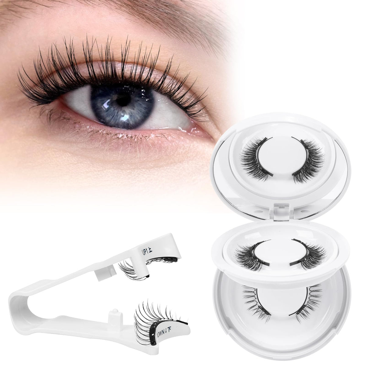 Higu clace two-pair magnetic eyelashes kit for all-day natural look