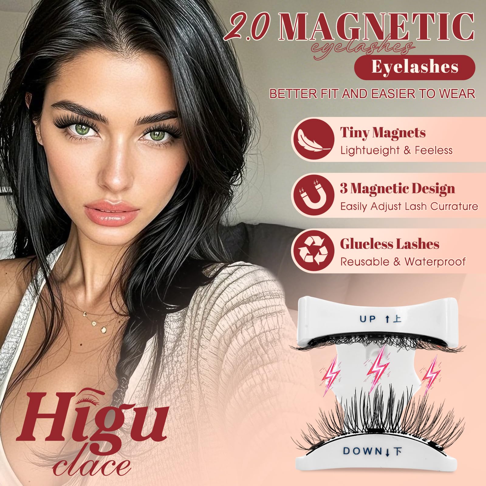 Higu clace magnetic eyelash applicator aids precise placement without glue