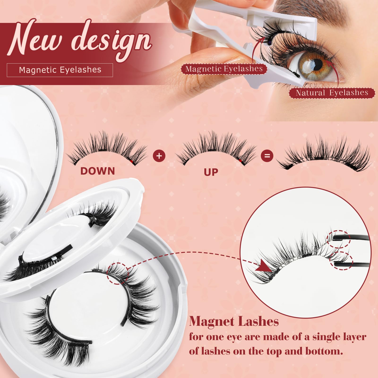 Higu clace magnetic eyelash applicator aids precise placement for easy wearing.