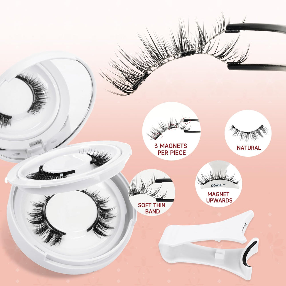 Model wears Higu clace magnetic lashes for comfortable all-day wear.