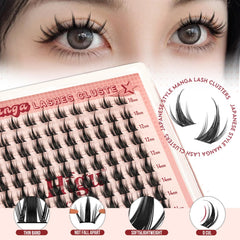 Higu clace manga cluster lashes 2-in-1 bond and seal supports DIY extensions.