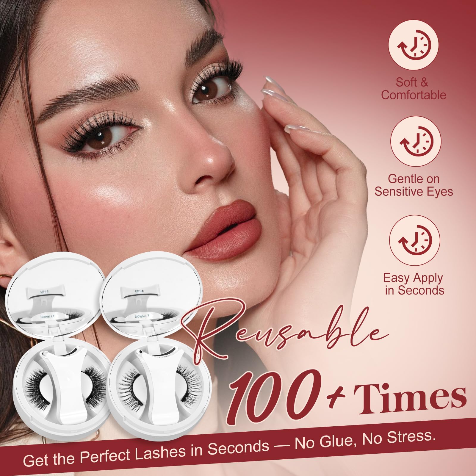 Higu Clace reusable, eco-friendly lashes ideal for travel.