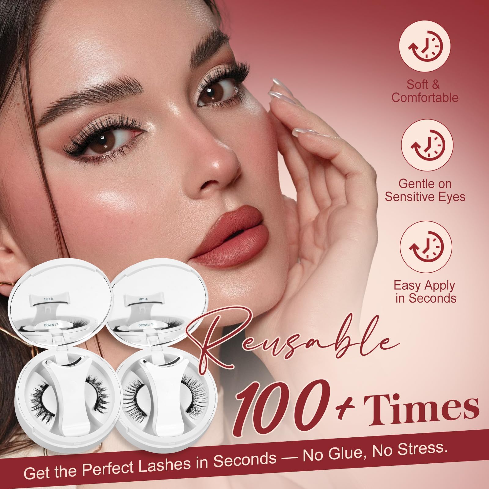 Natural wispy design that emulates lash extensions for a seamless look.