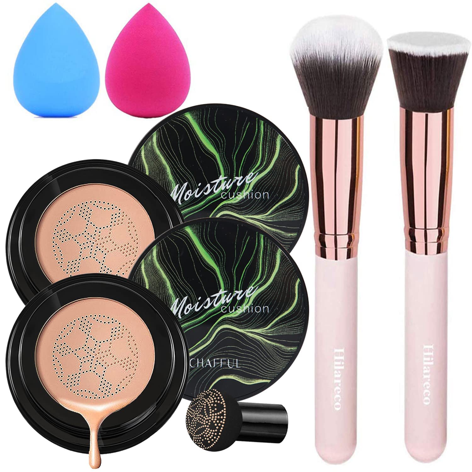 Hilareco mushroom head air cushion CC cream bottle offers breathable, even coverage.
