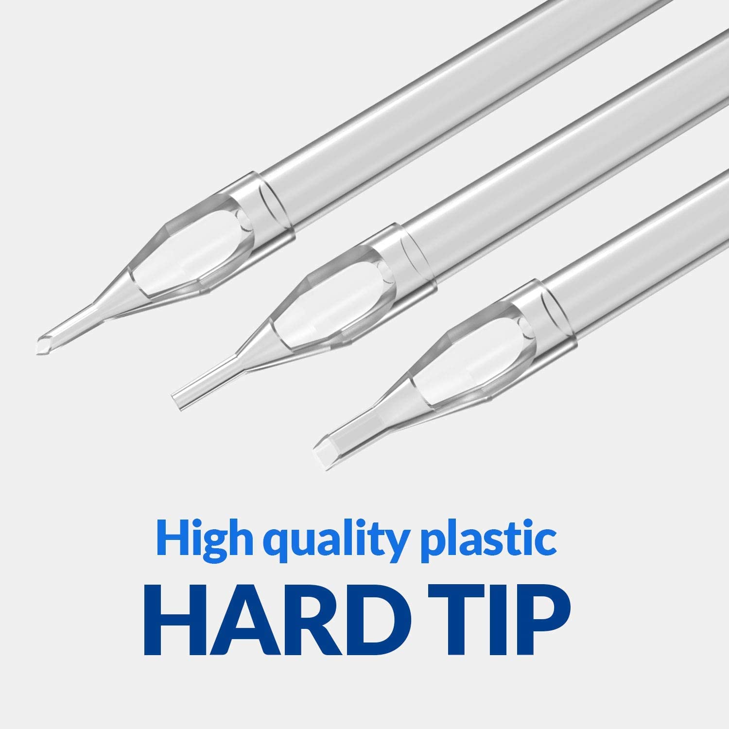 Hildbrandt Freeflow see-through plastic tip for monitoring ink flow during tattooing.