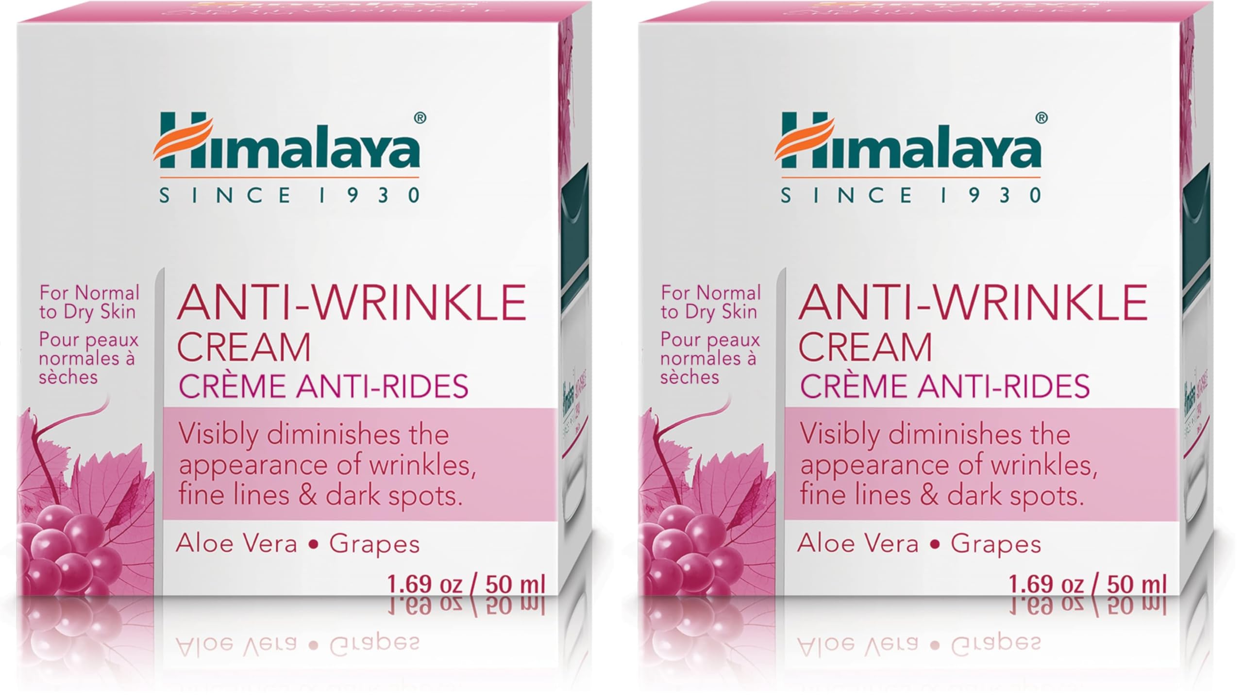Himalaya Anti-Wrinkle Cream pack-2 outer box hydrates and smooths skin.