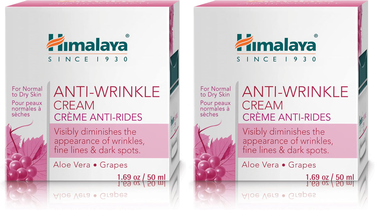 Himalaya Anti-Wrinkle Cream pack-2 outer box hydrates and smooths skin.