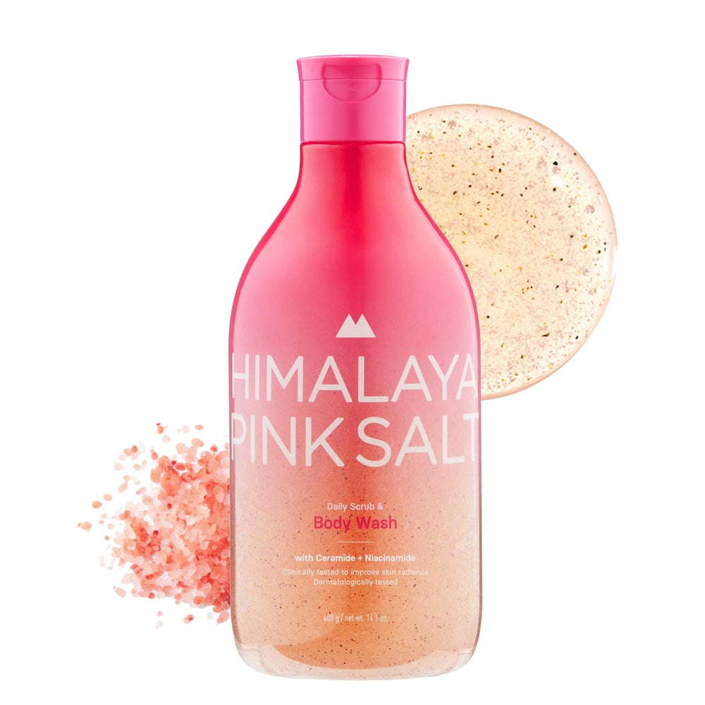 Himalaya Pinksalt Daily Scrub bottle showing exfoliation and moisture
