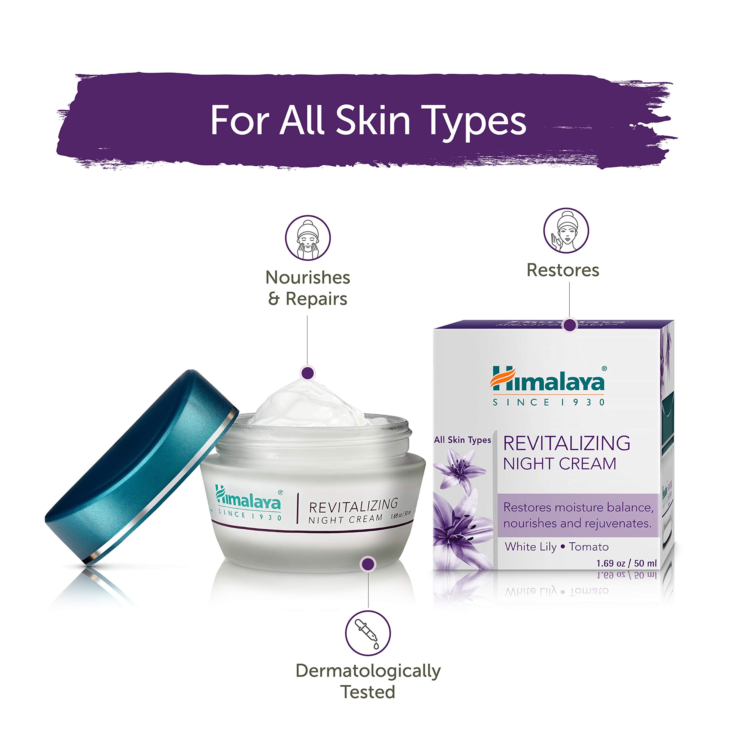 Himalaya Revitalizing Night Cream application demonstrates gentle massaging motion for deep overnight absorption.