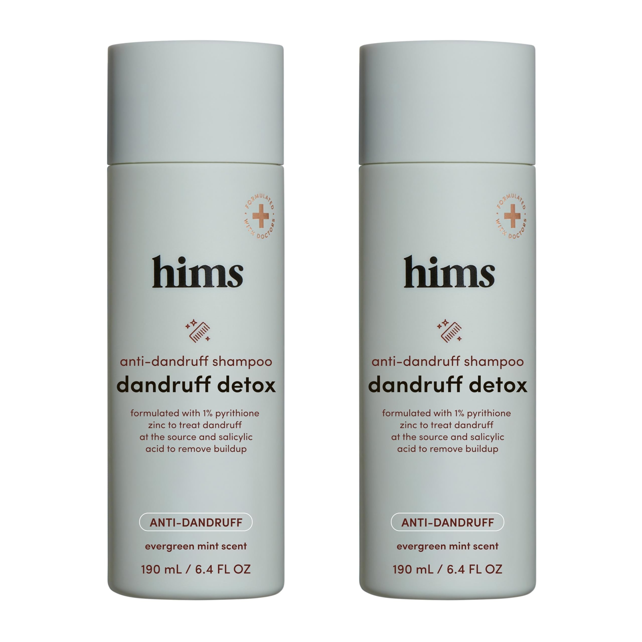 Hims & Hers Dandruff Detox Shampoo bottle ready for scalp care.
