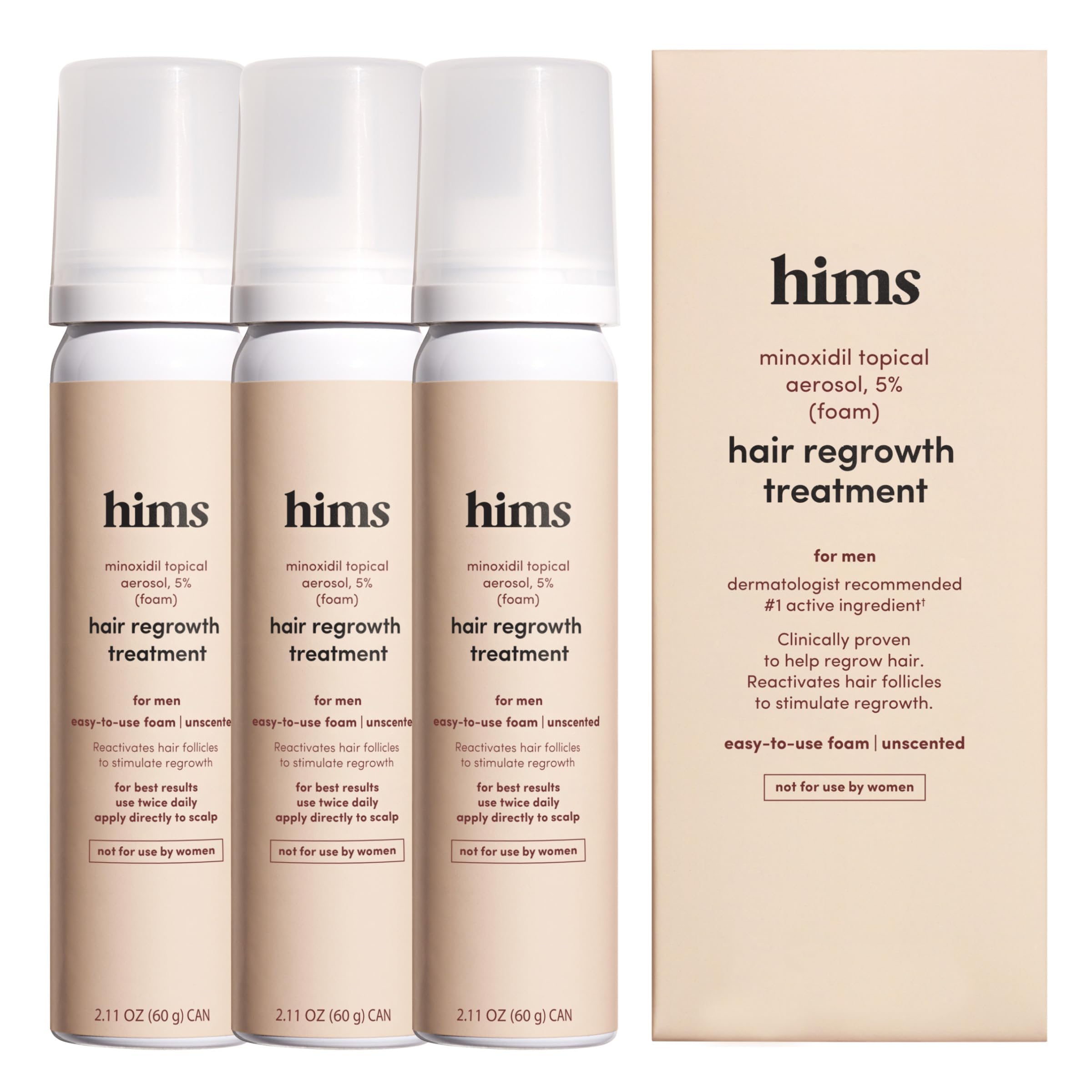 Hims Hair Regrowth Treatment bottle pour shows convenient daily scalp application.
