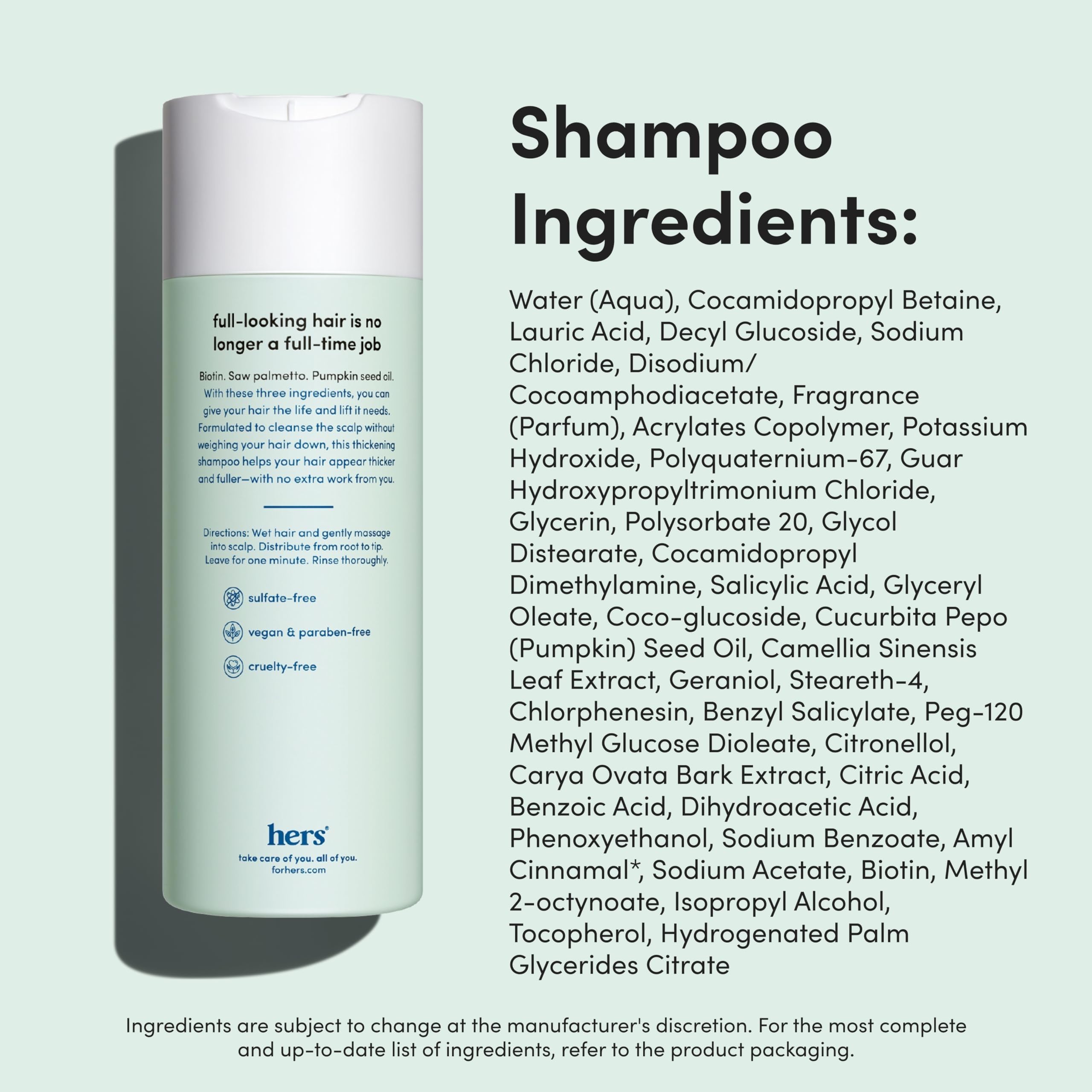 Hims & Hers color-safe shampoo bottle with gentle formula for all hair types