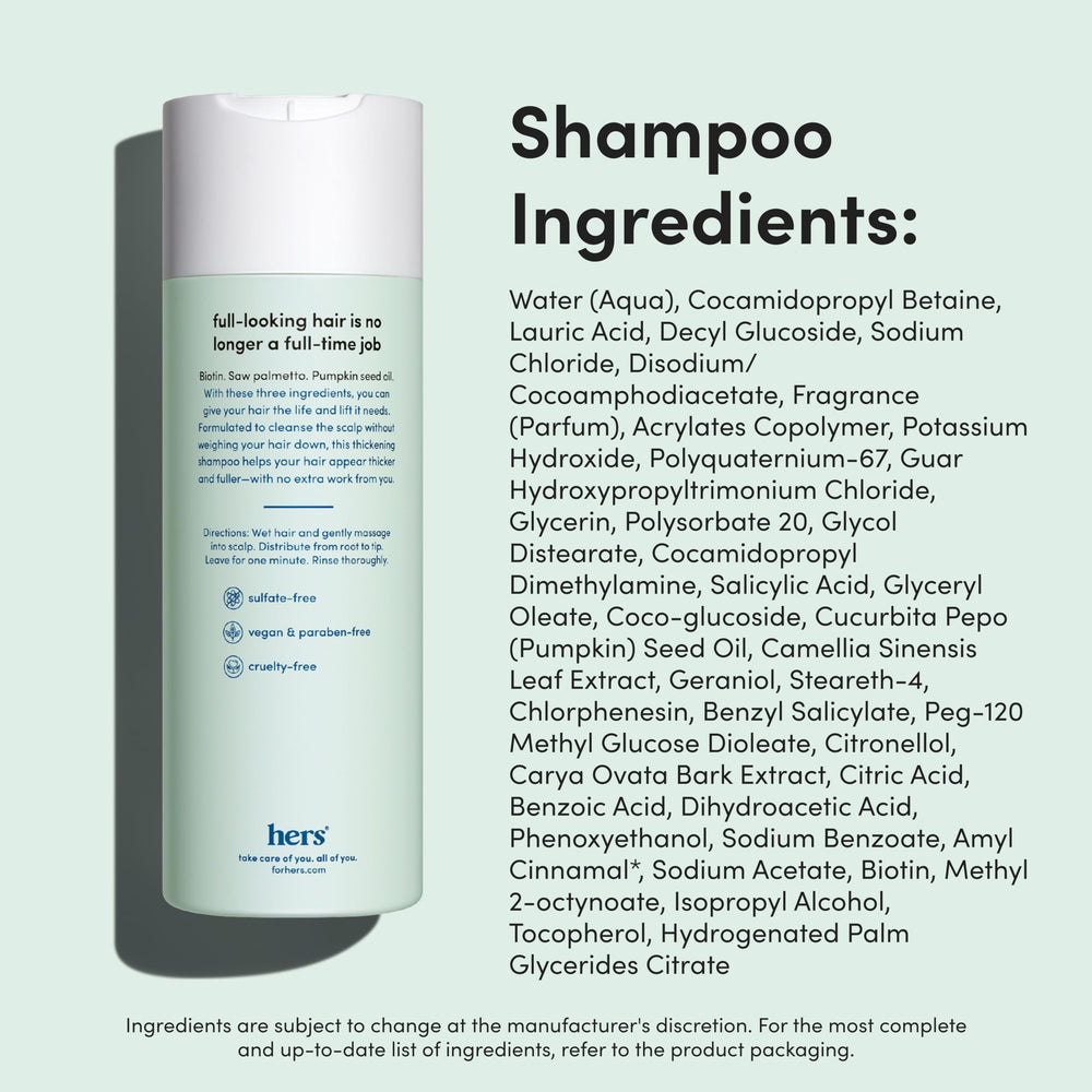 Hims & Hers color-safe shampoo bottle with gentle formula for all hair types