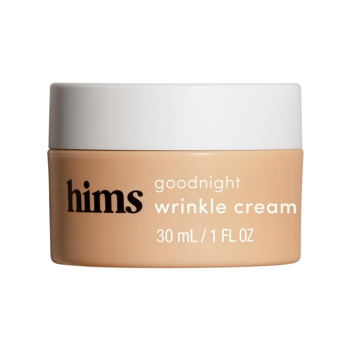 Hims & Hers Goodnight Wrinkle Cream bottle pour highlighting hydration benefits