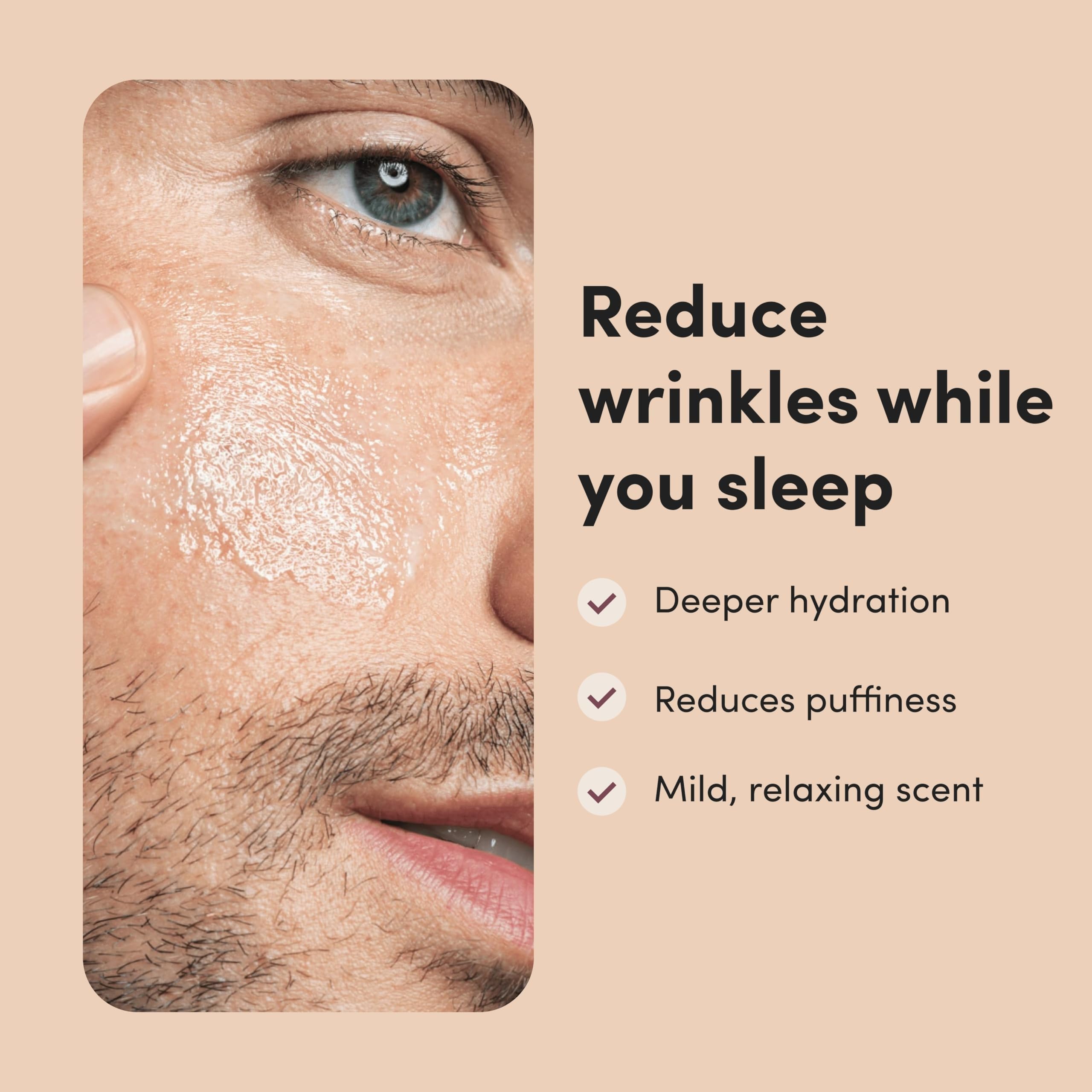Hims & Hers night cream texture on skin for smoother look after use