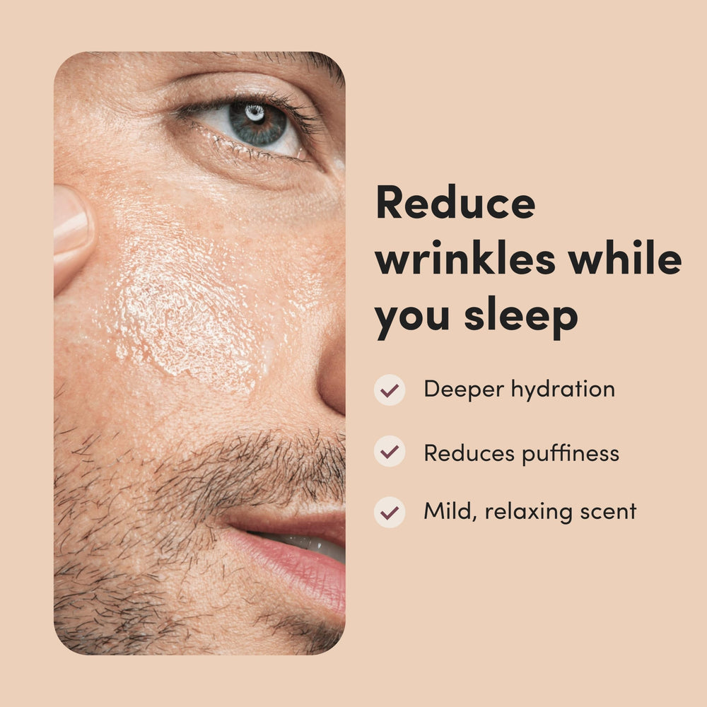 Hims & Hers night cream texture on skin for smoother look after use