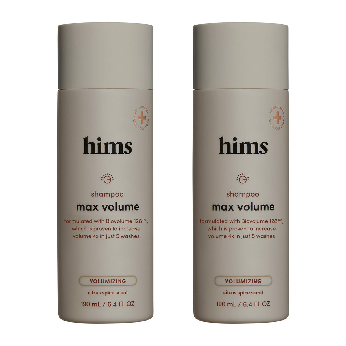 Hims & Hers Max Volume Shampoo bottle front highlighting volume