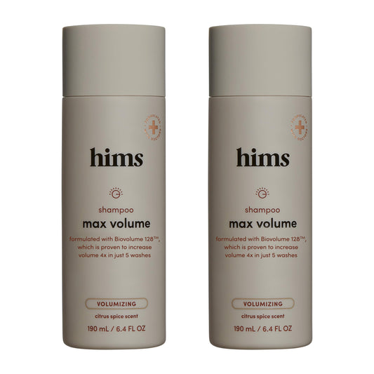 Hims & Hers Max Volume Shampoo bottle front highlighting volume