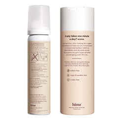 Hims & Hers 5% Minoxidil Foam shows a foam pump for easy, targeted application.