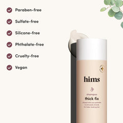 Hims Thick Fix shampoo action shot showing cleansing lather.