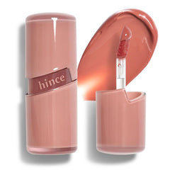 HINCE Raw Glow Lip Tint Bare 01 swatch shows dewy, buildable color.
