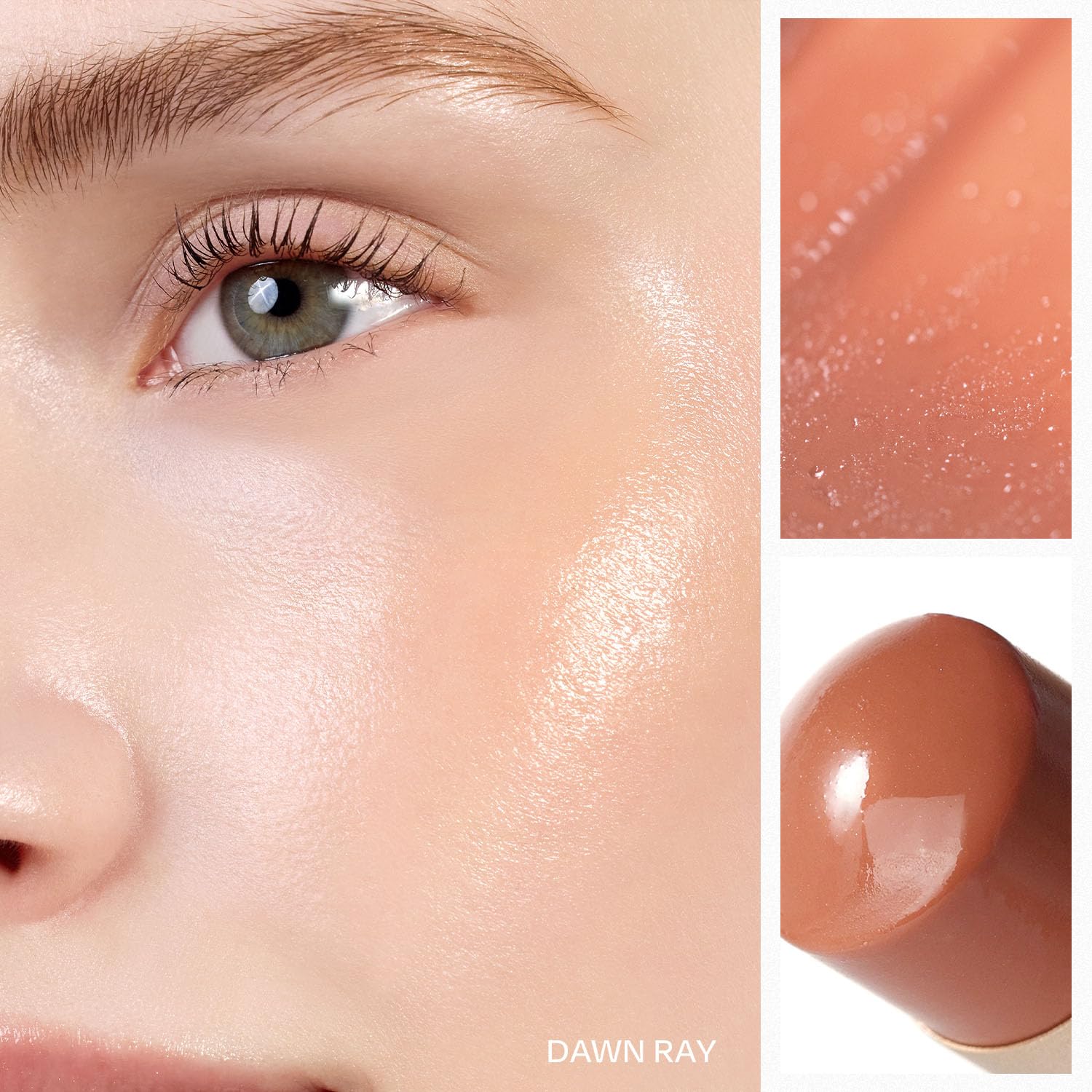 HINCE True Dimension Radiance Balm applied to cheek for natural glow.