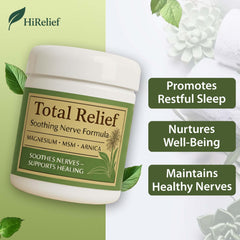 HiRelief Total Relief cream texture close-up demonstrates fast absorption and non-greasy feel.