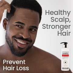 Histemo Ultra Scalp Care Shampoo product shot emphasizing DHT-blocking positioning for potential hair support.