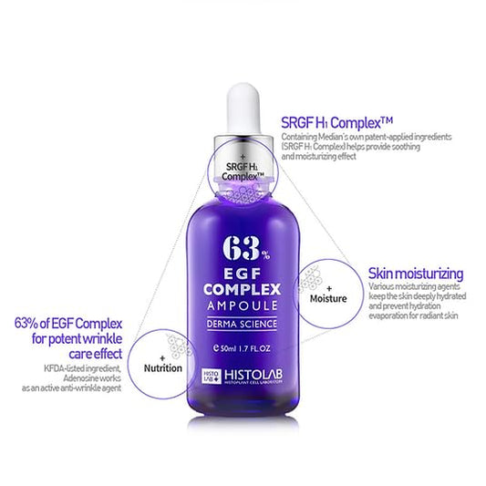 Histolab EGF Complex Ampoule dropper ready for controlled application to support hydration and elasticity
